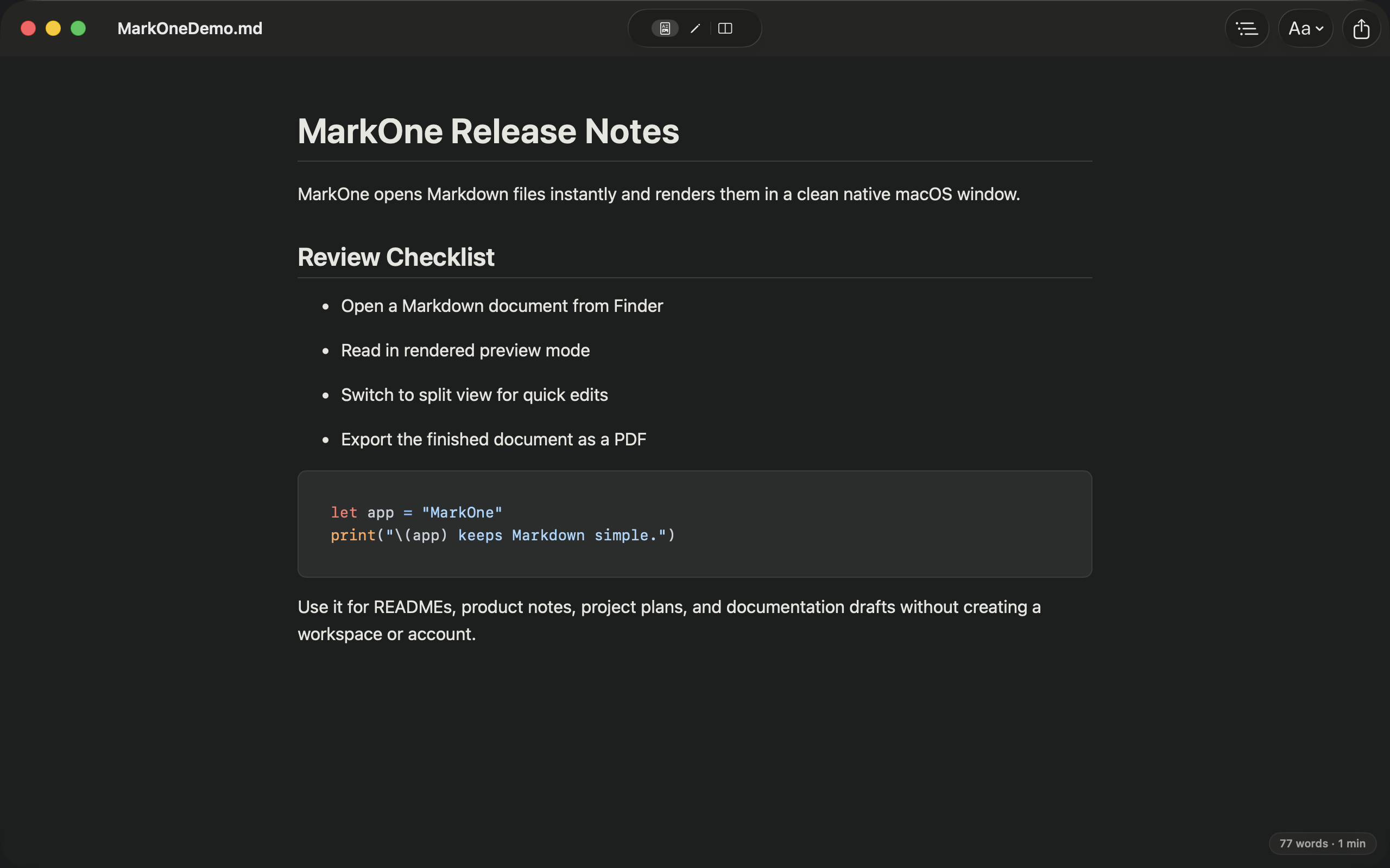 MarkOne screenshot 1